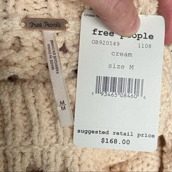 NWT Free People Higher Love Crochet Knit Fringe Boho Sweater Size Medium Hippie - Picture 3 of 6